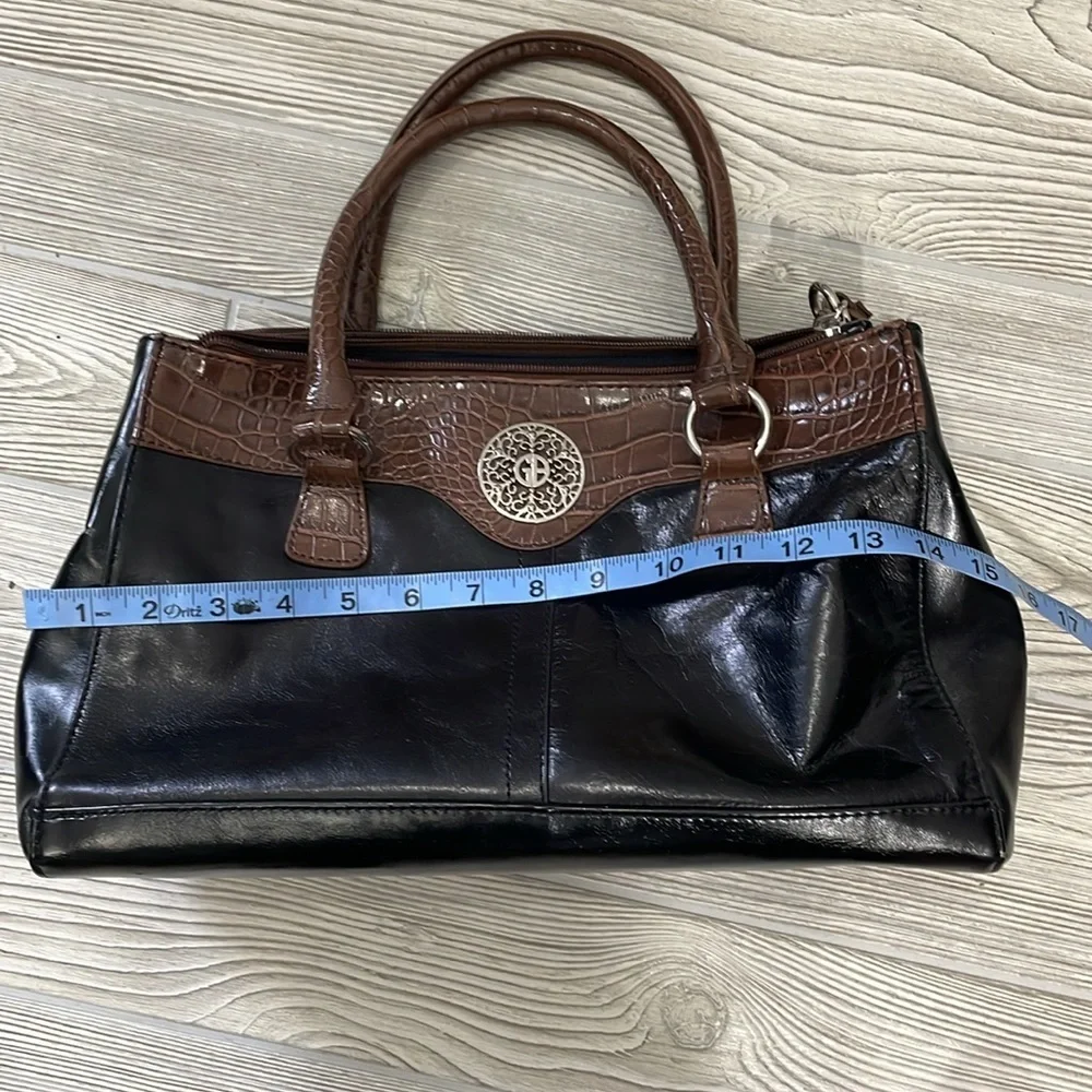 Giani Bernini Black and Brown Satchel with Textured Trim